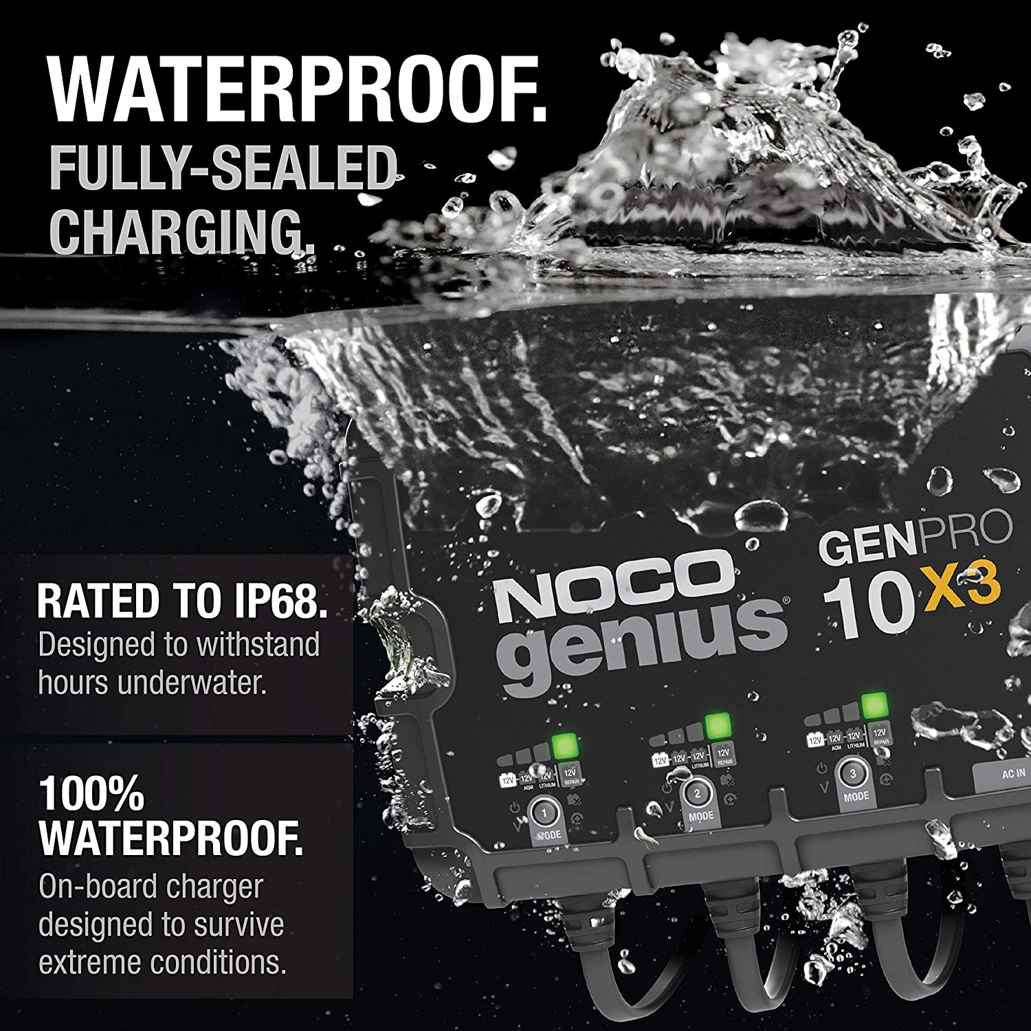 NOCO Genius GENPRO10X3 12V 3-Bank 30-Amp Automatic Smart Marine Battery Charger And Maintainer New