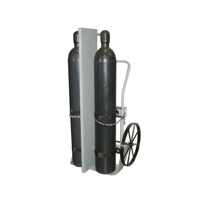 Justrite Double Cylinder Hand Truck With Firewall, 20 Inch Steel Wheels