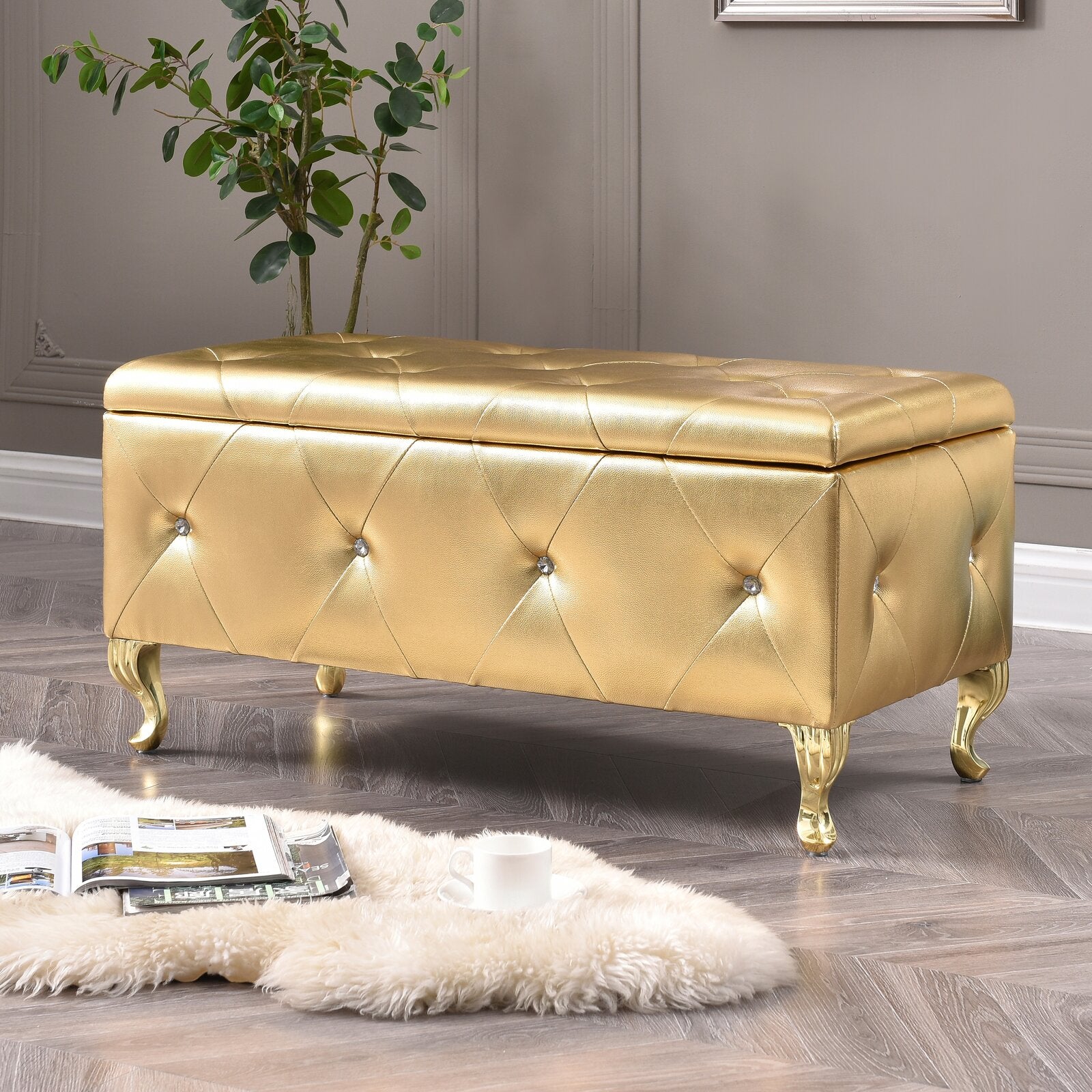 Victoria Faux Leather Flip Top Storage Bench