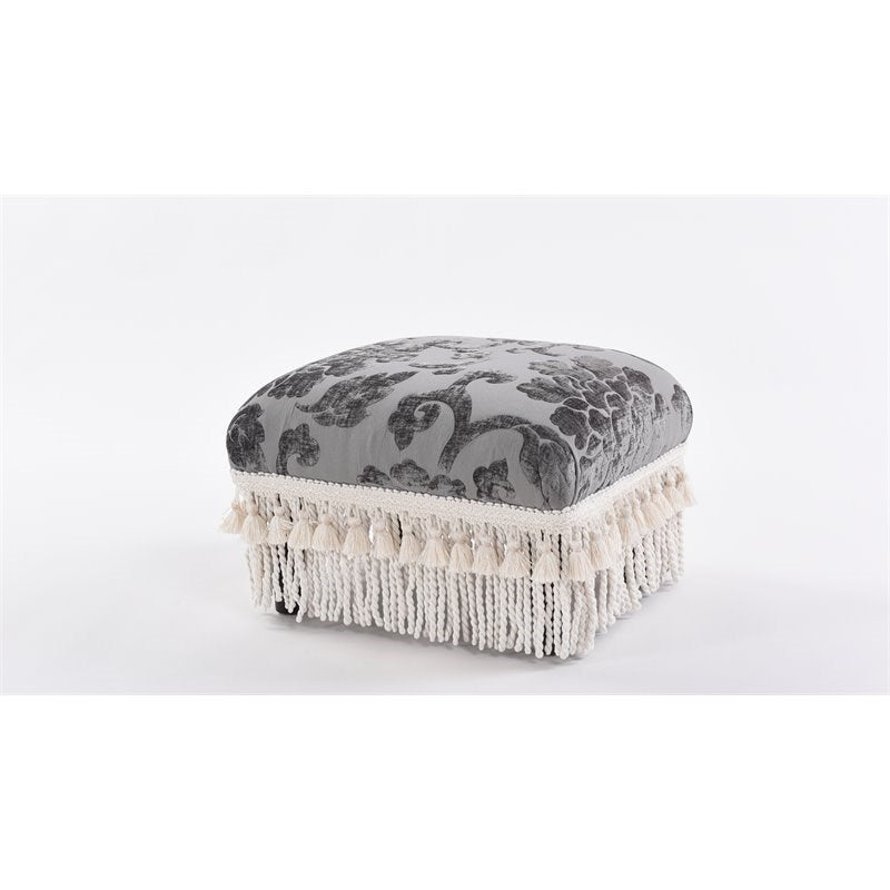 Fiona Traditional Decorative Footstool Ash Grey Floral