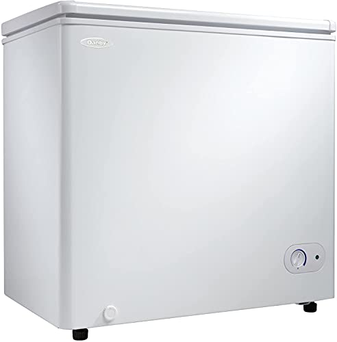 Danby DCF055A2WDB-3 5.5 Cu.Ft. Garage Ready Chest Freezer with Basket and Front-Mount Thermostat, in White (NEW- 5.5 Cu.Ft.)