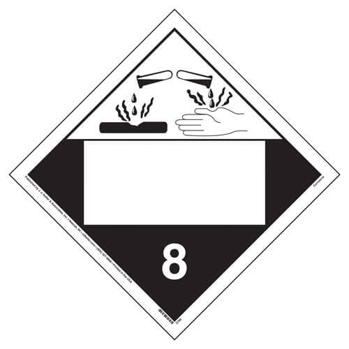 JJ Keller Class 8 Corrosive Placard - Blank (Pack of 25)