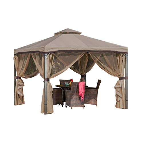 Great Deal Furniture Sonoma | Outdoor Fabric/Steel Gazebo Canopy | in Light Brown