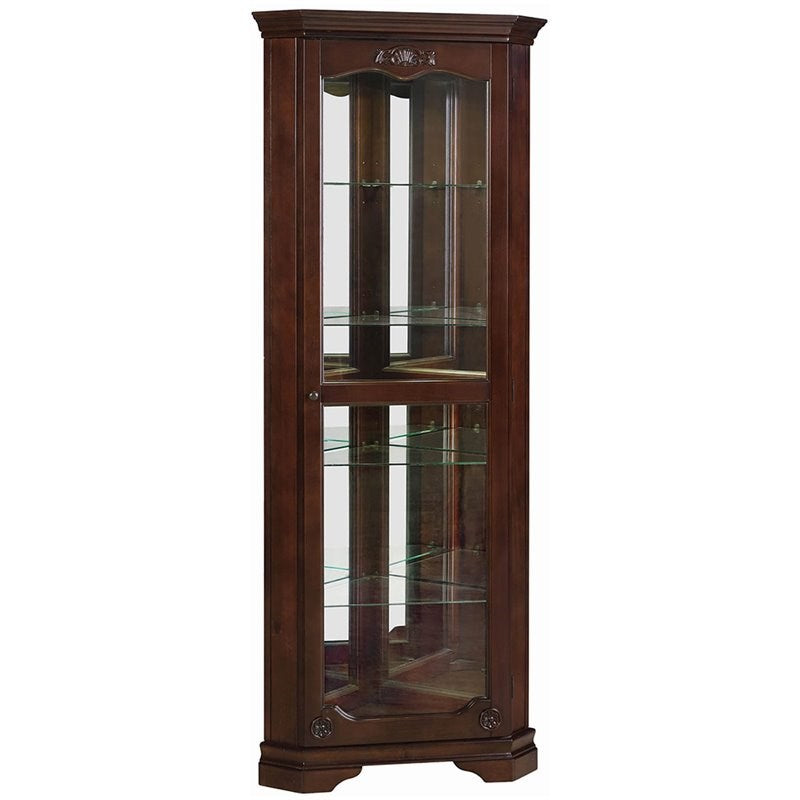 Coaster 5 Shelf Corner Curio Cabinet in Golden Brown