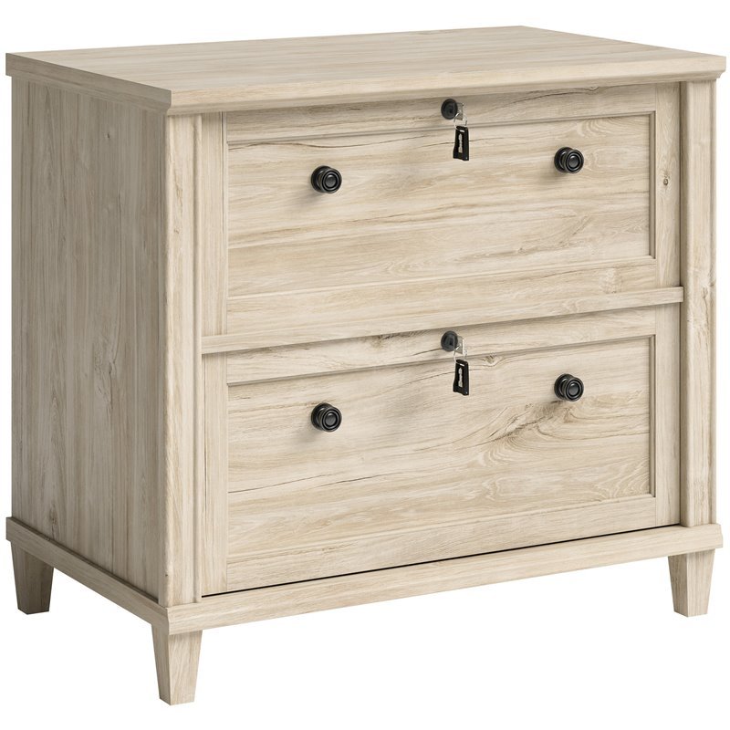 2 Drawer Wooden Lateral File Cabinet in Chalk Oak