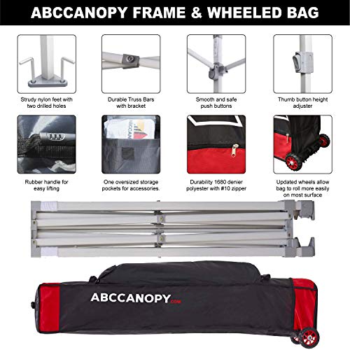 ABCCANOPY Ez Pop Up Canopy Tent 10x10 with Church Window Sidewalls, Party Tent-Series, White,Burgundy