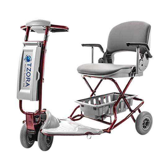 Tzora TZELITE  Elite Portable Compact Lightweight Folding Mobility Scooter Red New