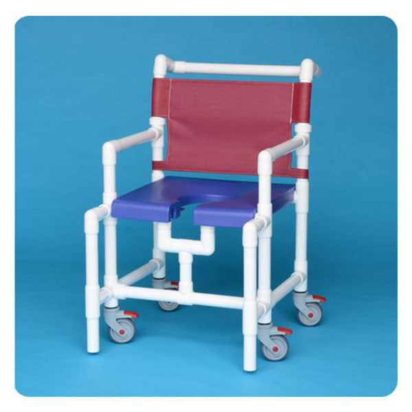 IPU Mid-Size Elite Rolling PVC Shower Chair with Commode Opening