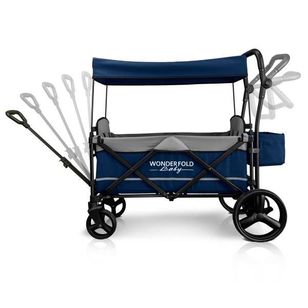 WonderFold Baby X2 Push/Pull 2-Passenger Double Stroller Wagon Navy New