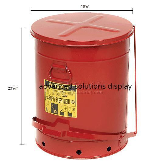 Justrite 21 Gallon Oily Waste Can, Red - 09700