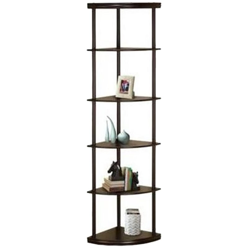 5 Shelf Corner Bookcase in Cappuccino