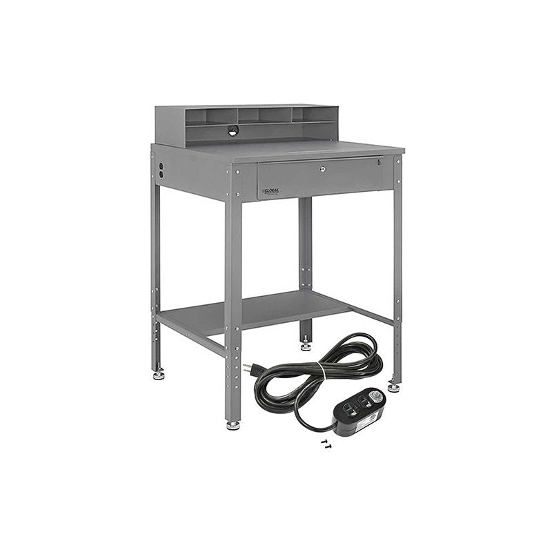 Shop Desk with Pigeonhole Riser & Electrical Outlets 34-1/2