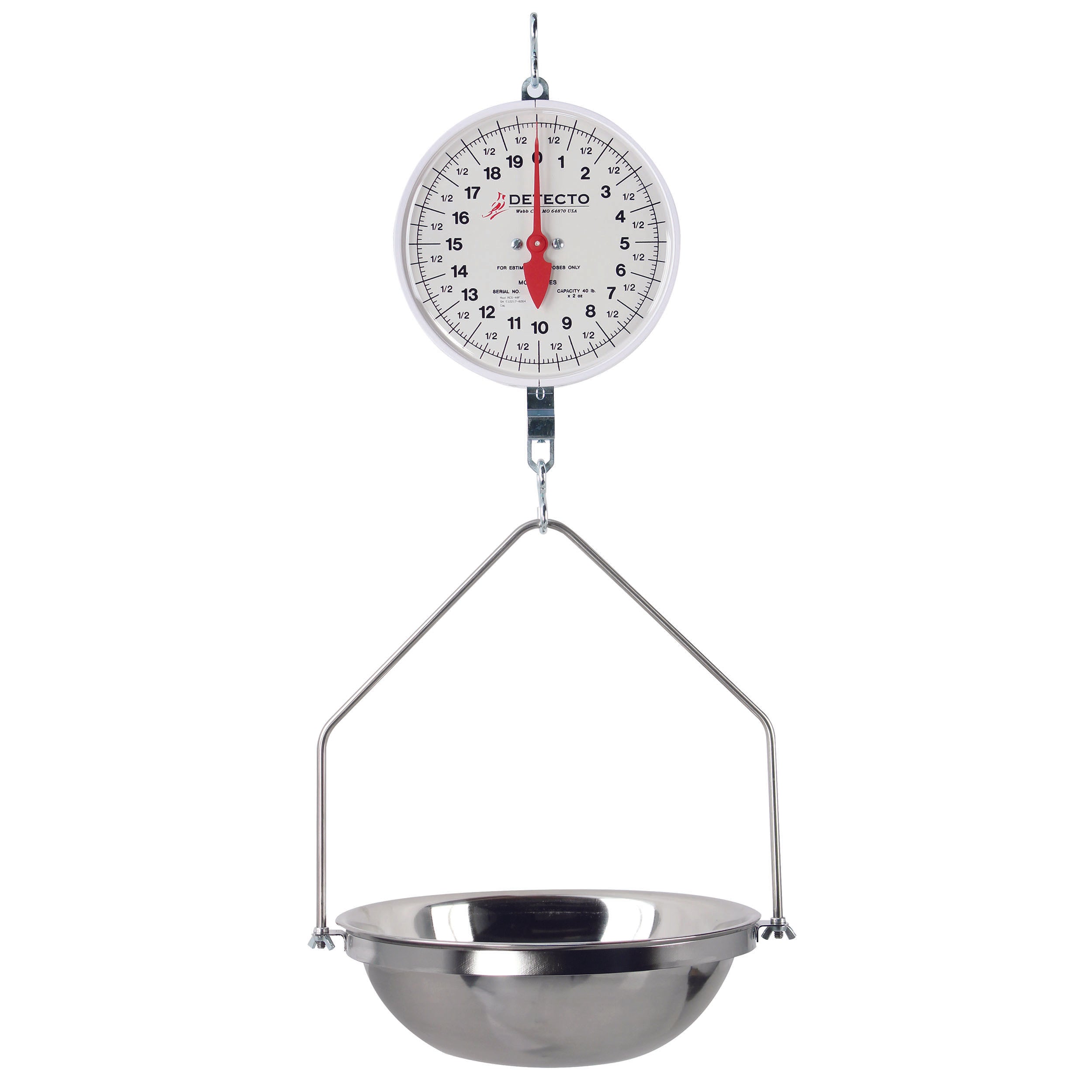Detecto MCS Series Hanging Dial Scale with Fish Pan