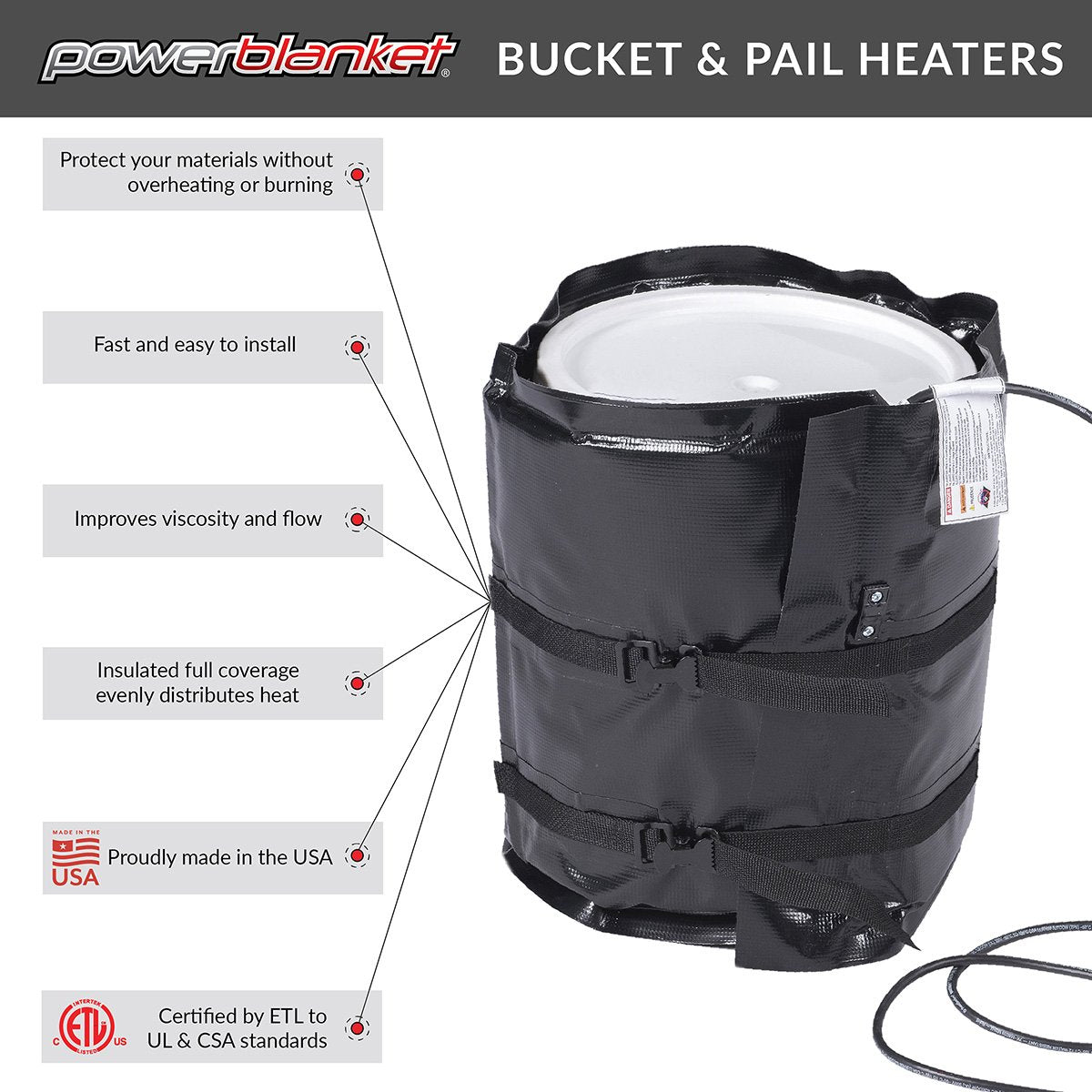 Powerblanket BH05RR 5 Gallon Bucket Heater 100°F Fixed New