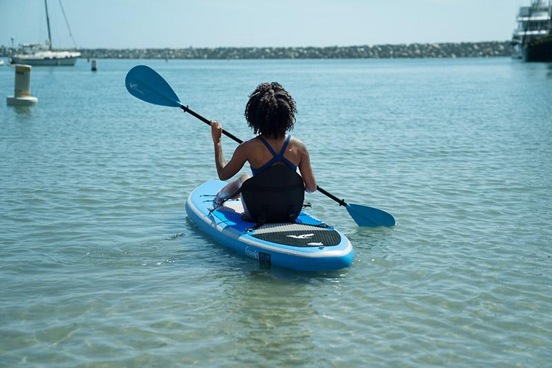 Freein 10' Inflatable Kayak Package Dual Action Pump Triple Fins Blue New