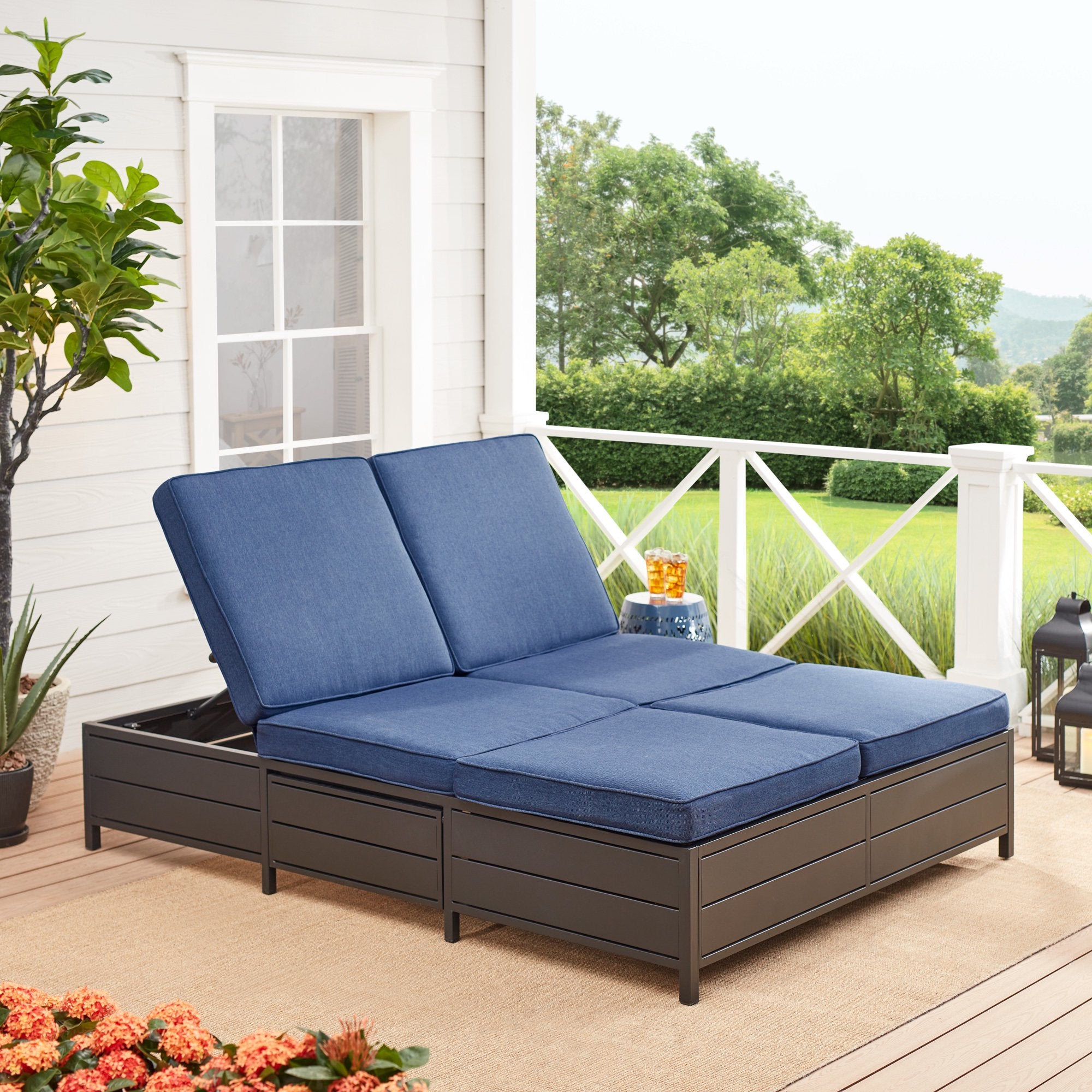 Mainstays Cushion Steel Outdoor Chaise Lounge - Set of 2