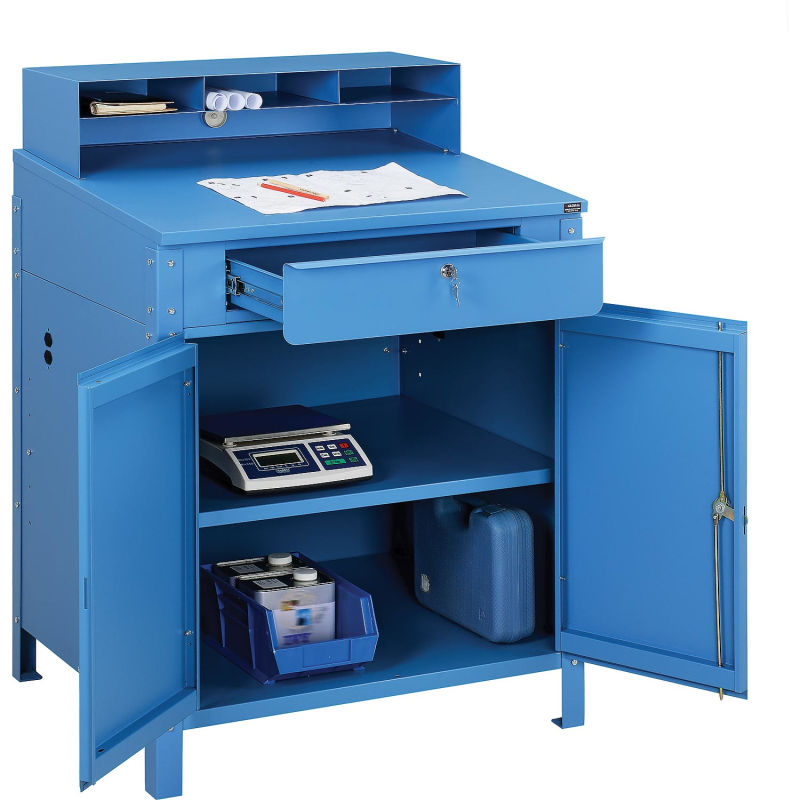 Cabinet Shop Desk with Pigeonhole Compartment Riser 34-1/2