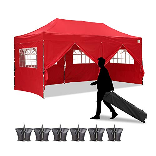 Diophros 10x20FT Pop up Canopy Tent, Instant Portable Folding Shelter Wedding Party Tent Outdoor Event Gazebos with 6 Removable Sidewalls