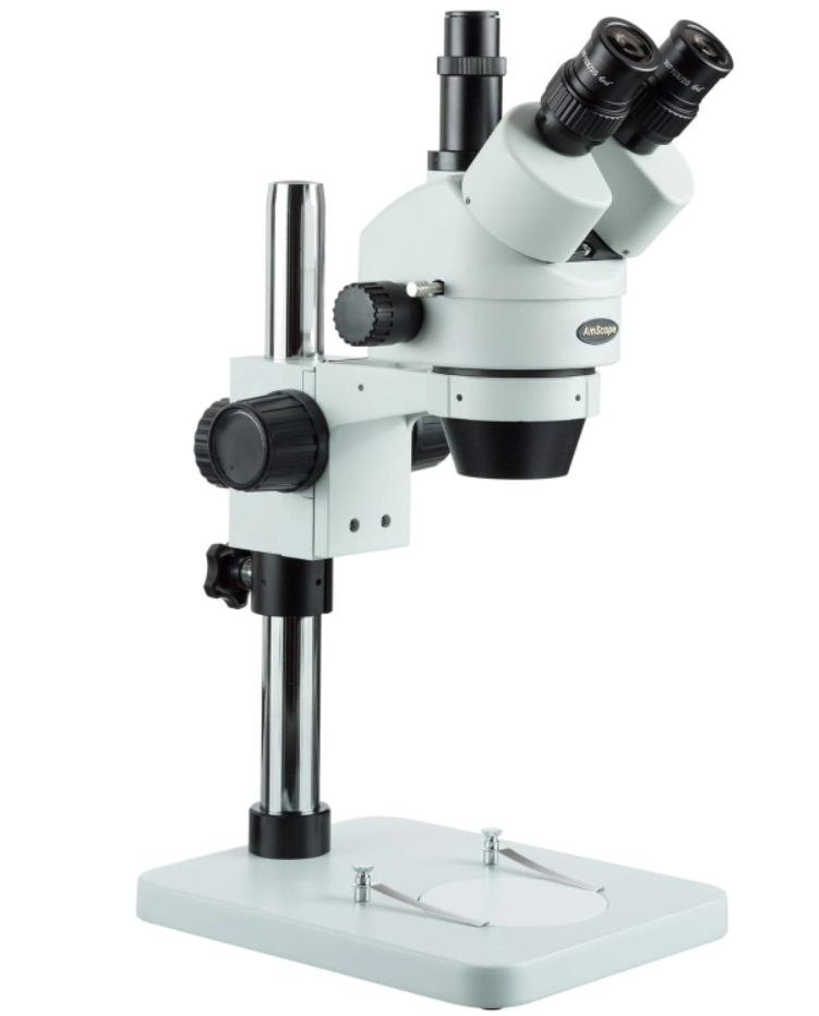 Amscope SM-1TSZ-V203 3.5X - 90X Zoom Trinocular Stereo Microscope with Table Pillar Stand New
