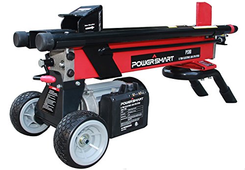 PowerSmart Log Splitter, 6-Ton Hydraulic System Wood Splitter, 15 Amp Electric Log Splitter, Electric Wood Splitter, Standard Portable Size, Durable Transportation Wheels, PS90