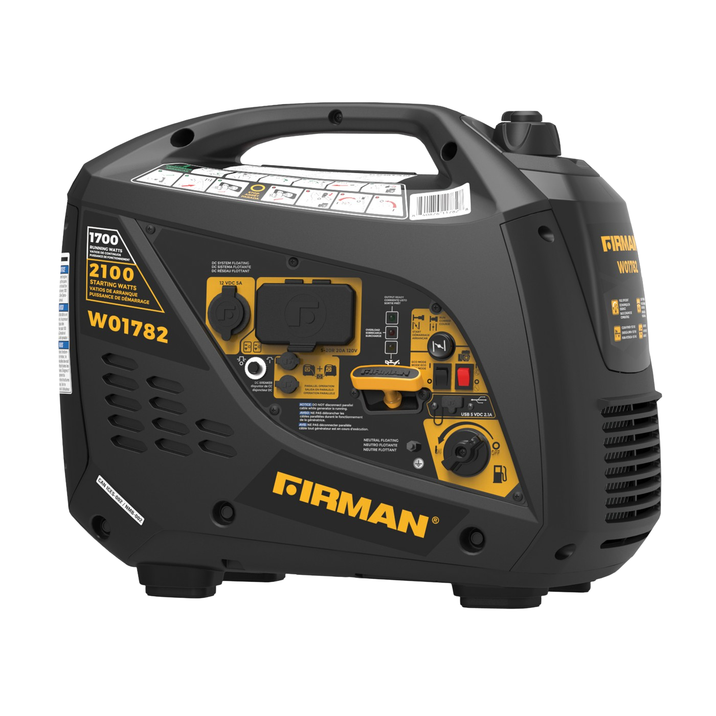 Firman W01782 1700W/2100W Gas Recoil Start Inverter Generator Manufacturer RFB