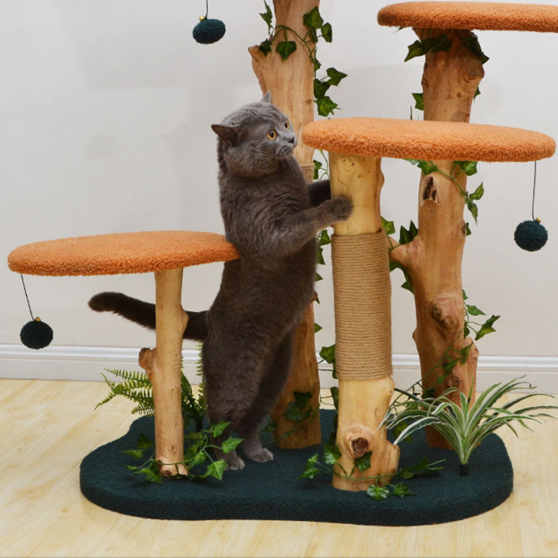 Brown Wood House Cat Tree