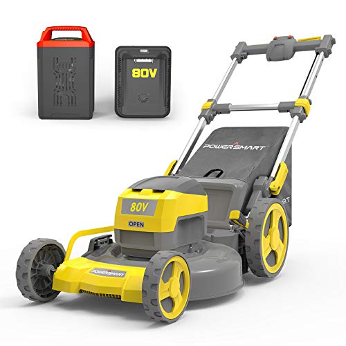 PowerSmart Lawn Mower, 21-inch Push Lawn Mower, 80V 6Ah Battery Powered Lawn Mower, Cordless Electric Lawn Mower, 5 Adjustable Heights (1.18''-3.0'' ), Battery & Charger Included, PS76821