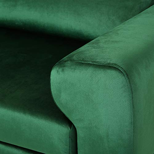 Christopher Knight Home Wendy Modern Glam 4 Seater Velvet Sofa, Emerald, Silver