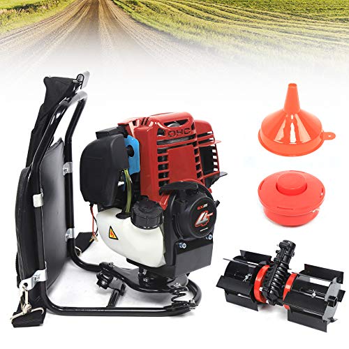 YIYIBYUS Lawn Mower 12-Inch Multifunctional Four-Stroke Gasoline Powered Knapsack Lawn Mower Hedge Trimmer, Cut Weeds and Loosen The Soil, Easy to Carry