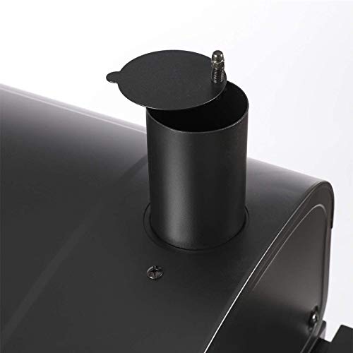 AEU Foldable Charcoal BBQ Grill Portable Outdoor Smoker Grill Camping Grill, 2 Wheels, 2 Foldable Side Tables, Chimney, Integrated Thermometer, Height-Adjustable Fireplace, Ventilation System