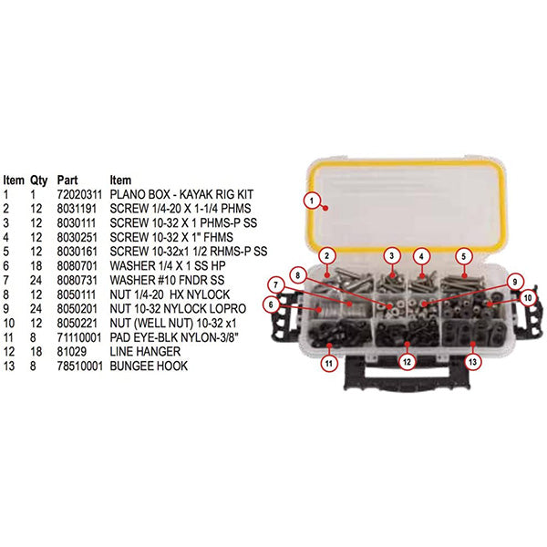 Hobie Kayak Rigging Kit Hardware