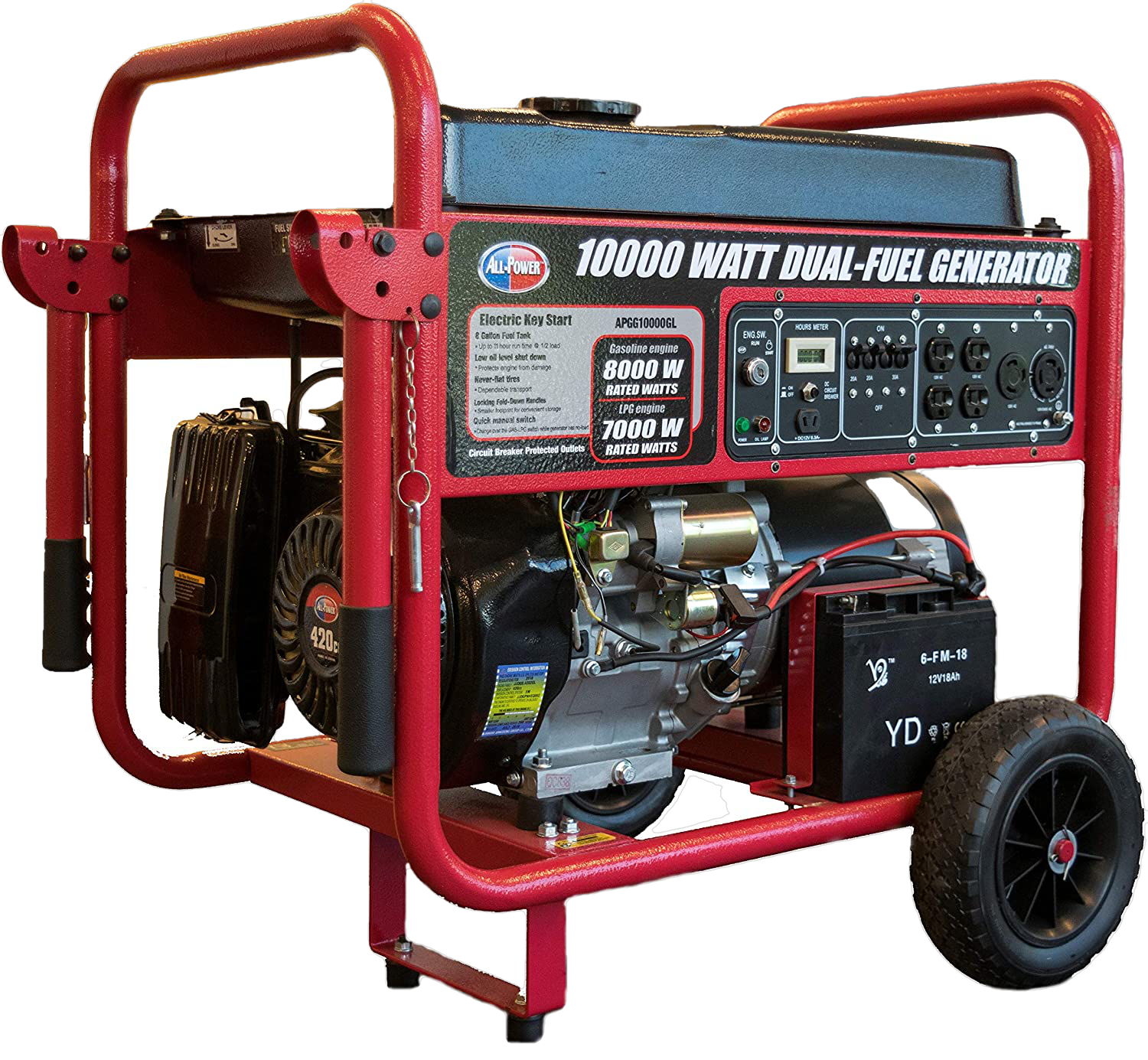 All Power America/Gentron APGG10000GL 8000W/10000W Electric Start Dual Fuel Generator New