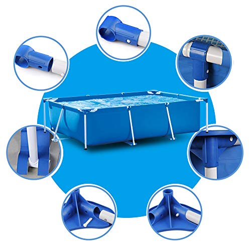 funchic Framed Swimming Pools with Swimming Pool Ground Cloth & Pool Cover,9.8ft X 6.6ft X 29.5inch Steel Frame Tube Rectangular Square Above Ground Swimming Pool Set,Large Size Blue