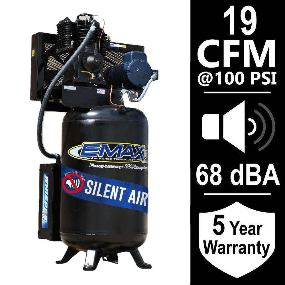 EMAX ES05V080I1 Industrial Series 80 Gal. 5 HP 1-Phase Silent Air Electric Air Compressor New