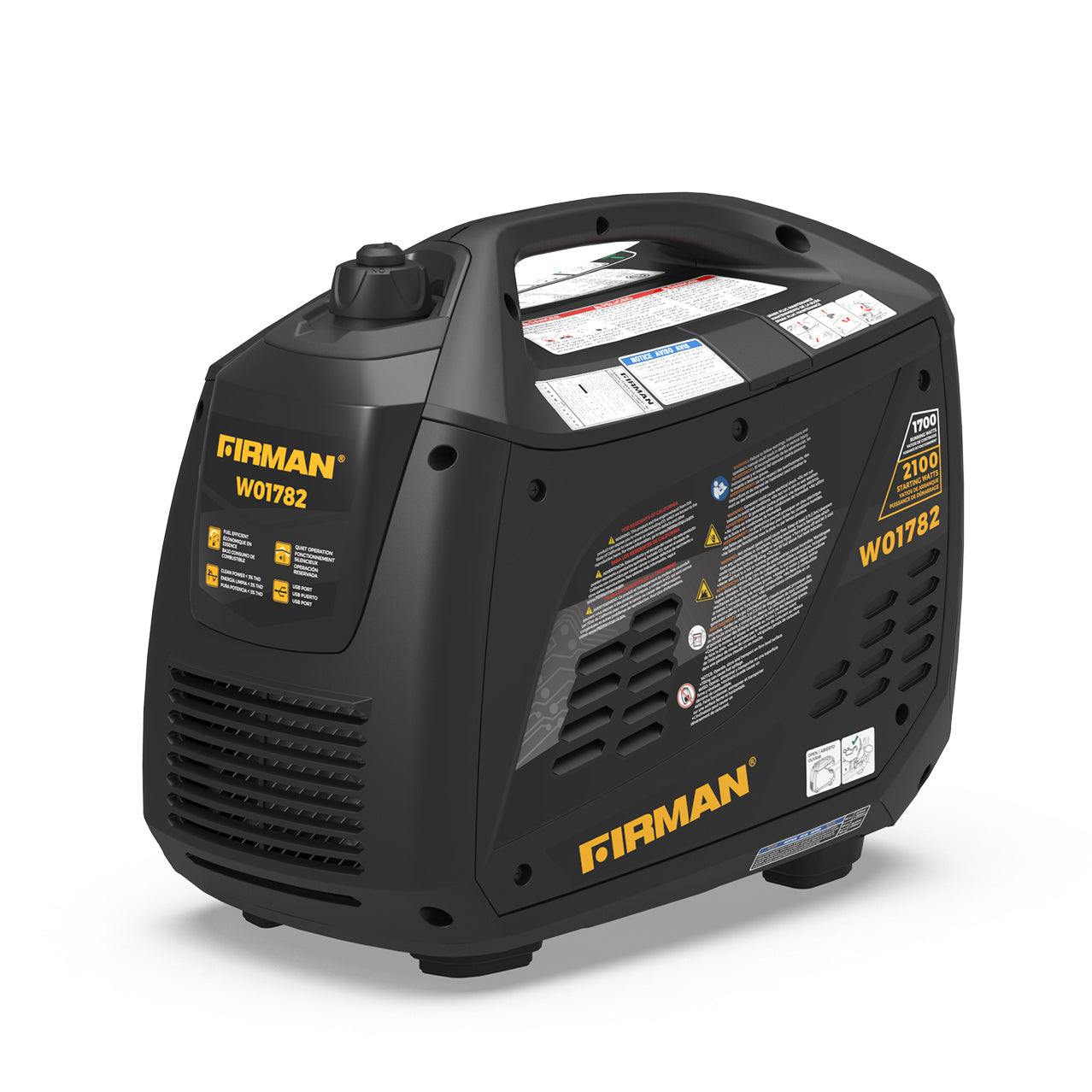 Firman W01782 1700W/2100W Gas Recoil Start Inverter Generator Manufacturer RFB