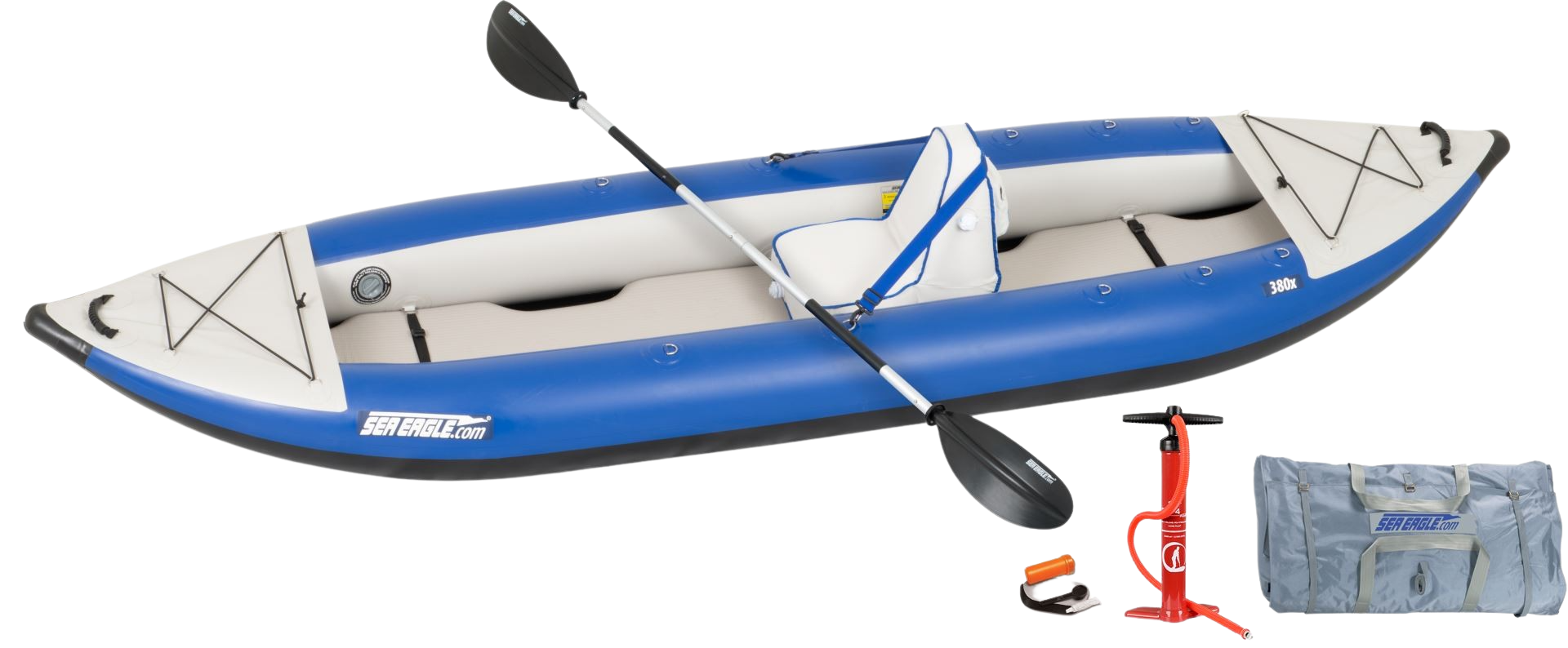 Sea Eagle 380X Explorer Inflatable Kayak Deluxe Package Blue Gray New