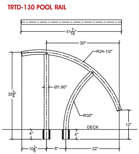 SAFTRON Triton Series 130 High Impact Marine Grade Aluminum Triton Grab Rail, Taupe