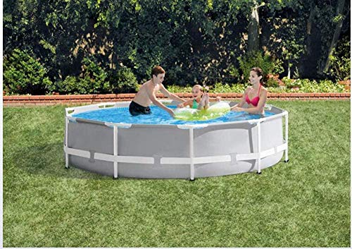 366X76CM Swimming Pool Paddling Pool Round Frame Above Ground Pool Pond Family Swimming Pool Metal Frame Structure Pool,Light Blue