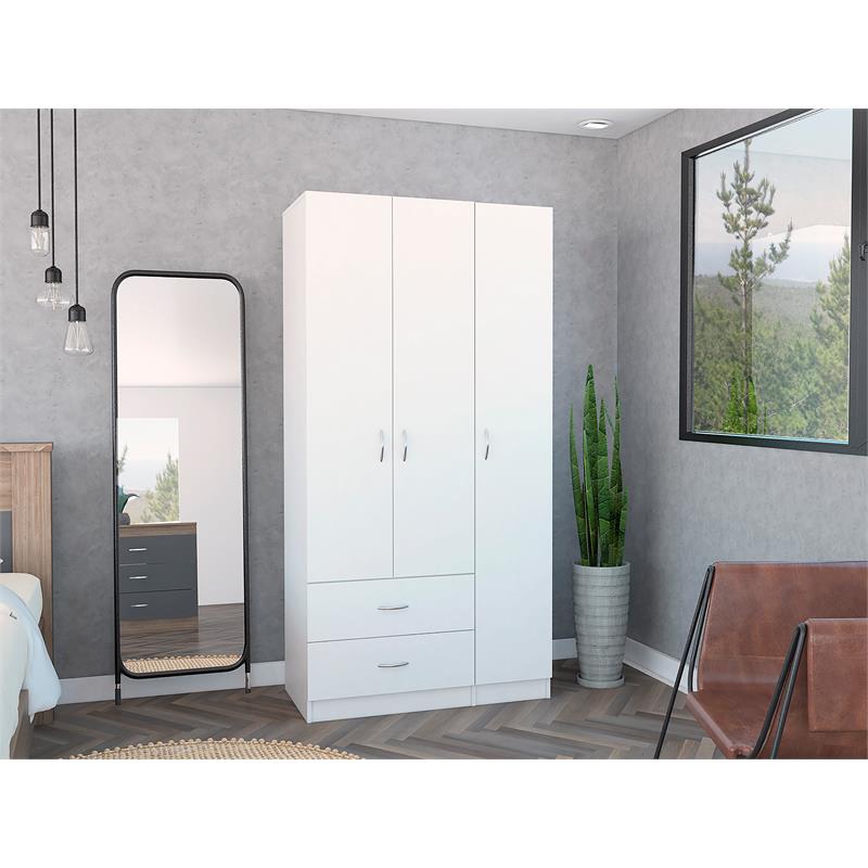 Austral 3 Door Armoire in White