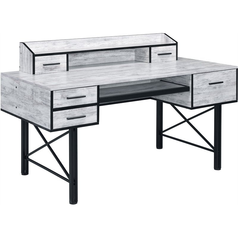 ACME Safea Writing Desk in Weathered White & Black Finish