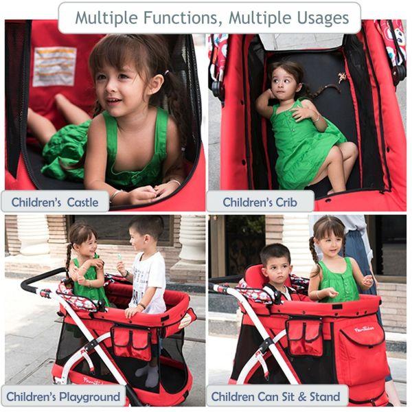 WonderFold Baby MJ01 Multi-Function Pram Stroller Wagon with Removable Seat – Chariot Mini Red New