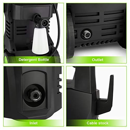 TEANDE 3500 PSI Electric Pressure Washer, High Pressure Washer, Professional Washer Cleaner Machine with 4 Interchangeable Nozzles,2.6 GPM,1800W(Green)