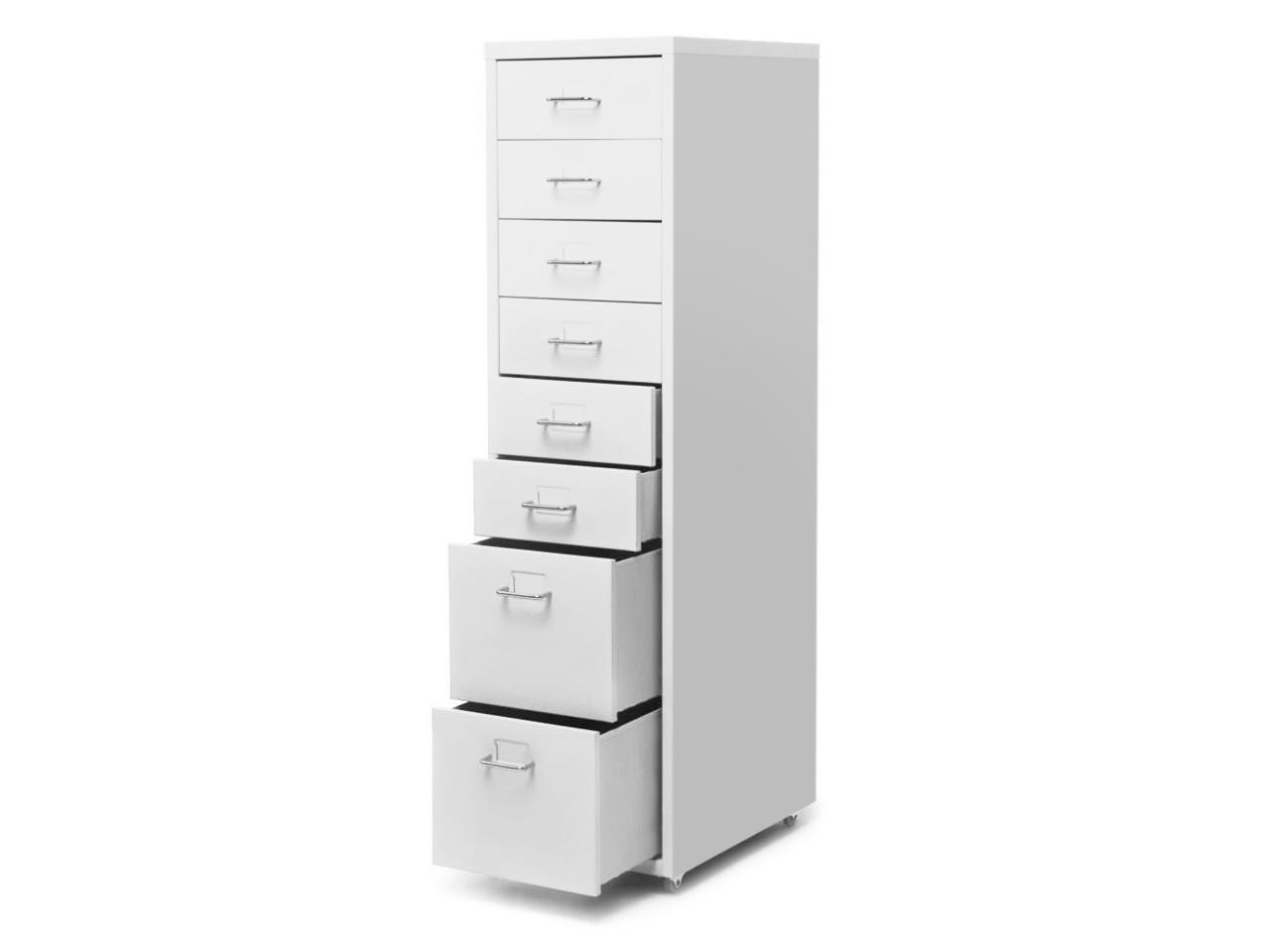 iKayaa Metal Drawer Filing Cabinet Detachable Mobile Steel File Cabinets w/ 8 Drawers 4 Casters