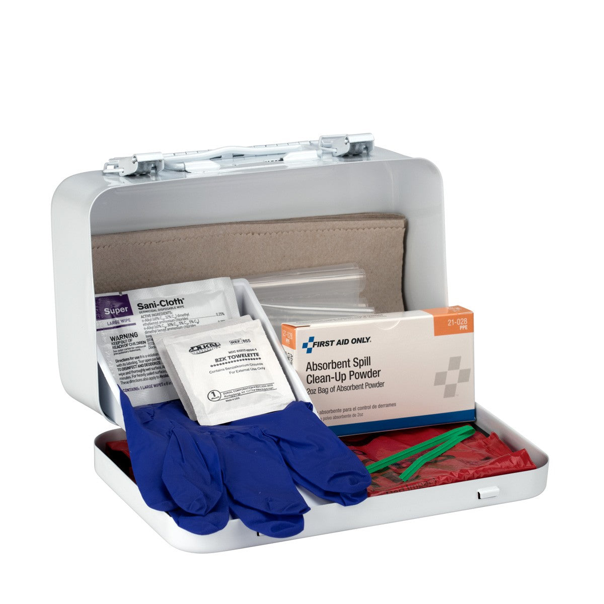 First Aid Only 21 Piece Bloodborne Pathogen Spill Clean-Up Kit in Weatherproof Steel Case (6 per order)