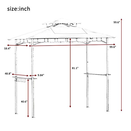 BBQ Gazebo Canopy Waterproof Grill Gazebo Tent for Outdoor Double Tiered Cover Roof Shading Supplies (Beige)