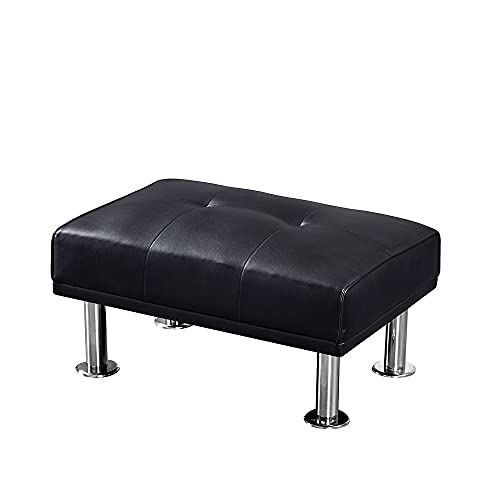 Takefuns 3 Pieces Convertible Sectional Sofa Set, Faux Leather Upholstered Sofa Bed with Two Cup Holders and Ottoman, Modern Living Room Sofa Furniture Set, Black