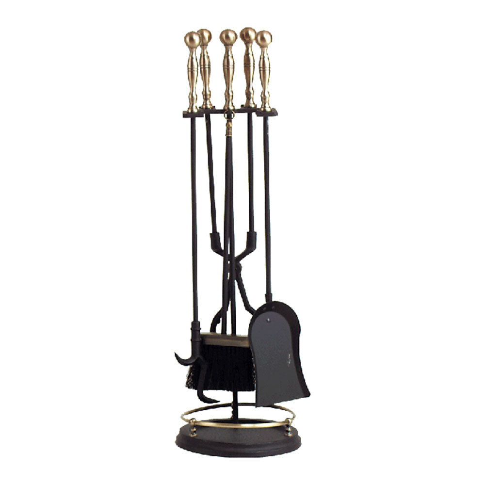 Dagan 5-Piece Antique Brass/Black Fireplace Tool Set