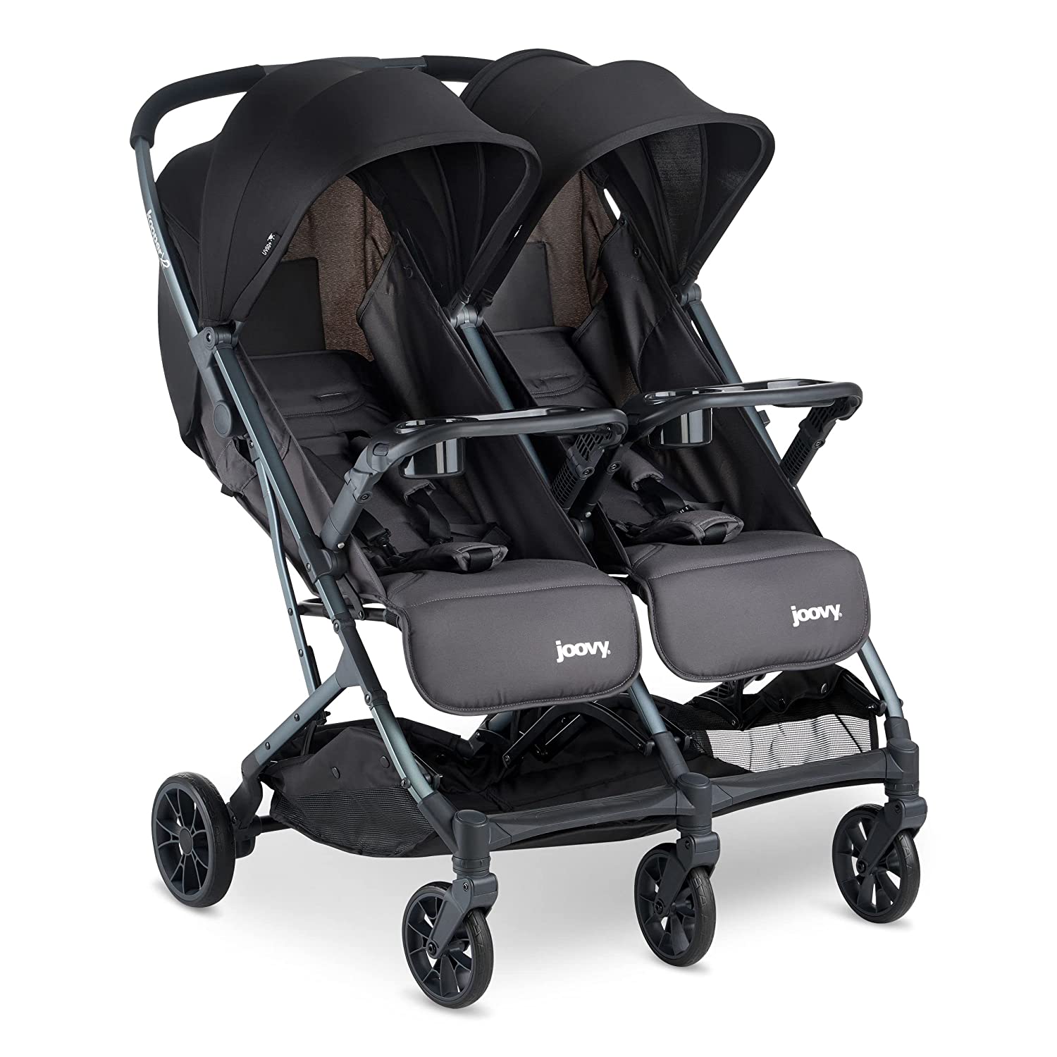 Joovy KooperX2 Lightweight Compact Double Stroller With Trays New