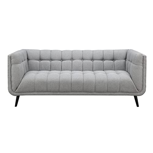 AC Pacific Sara Button Tufted Upholstered Living Room Sofa, Gray