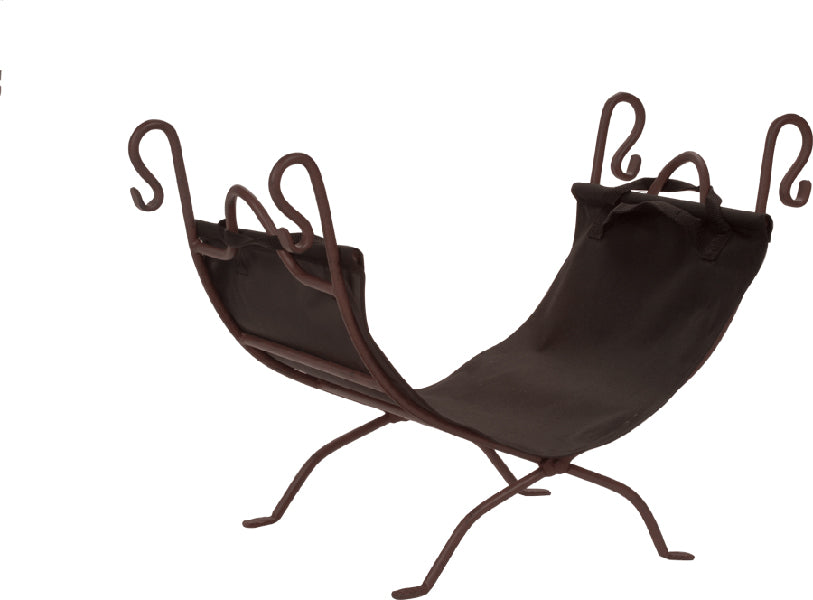 Dagan Bronze Wrought Iron Log Holder with Canvas Carrier
